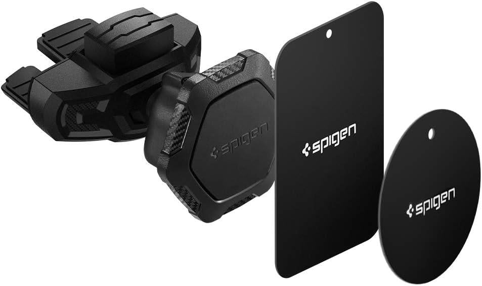 Spigen CD Slot Manyetik Araç içi Telefon Tutucu + 2 Adet Manyetik Plaka (Tüm Cihazlarla Uyumlu Araç Tutacağı) Kuel QS24-000CG21944