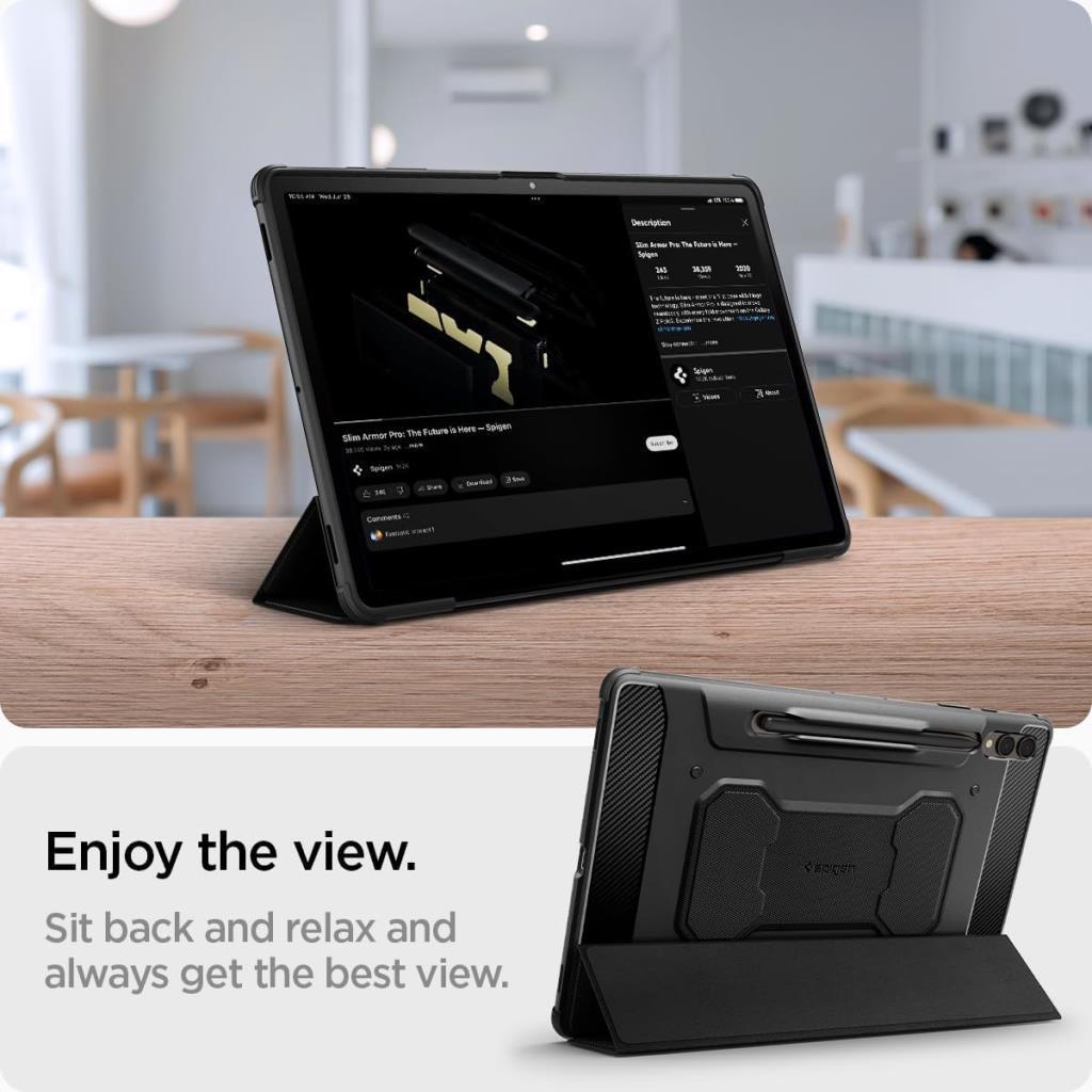 Spigen Galaxy Tab S10 Plus / Tab S9 Plus Kılıf Rugged Armor Pro Black - Teşhir
