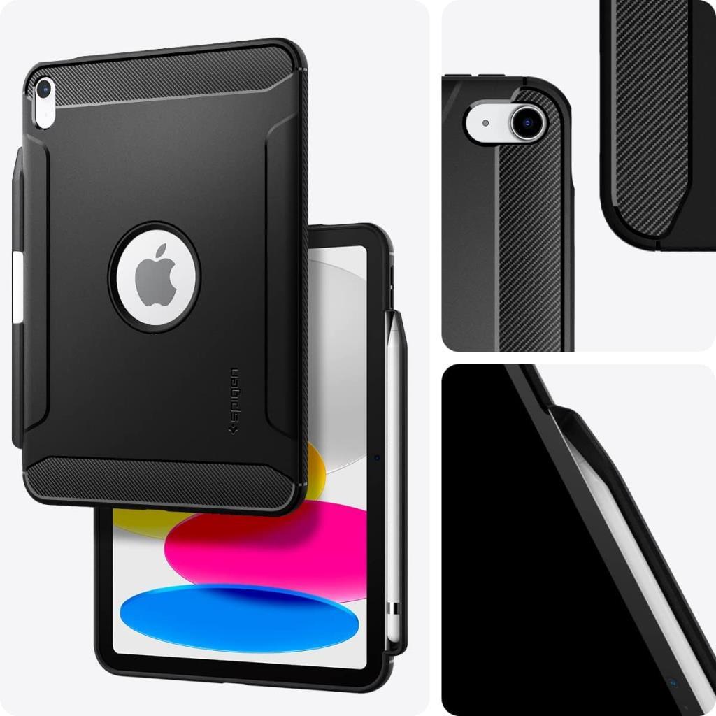 Spigen iPad 11'' (2025) / 10.9'' 10.nesil (2022) ile uyumlu Kılıf Rugged Armor Matte Black - Teşhir