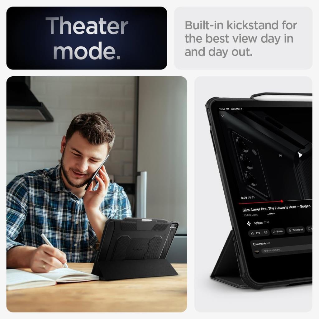 Spigen iPad Air 13'' M3 (2025) / M2 (2024) Kılıf Rugged Armor Pro Black - Teşhir