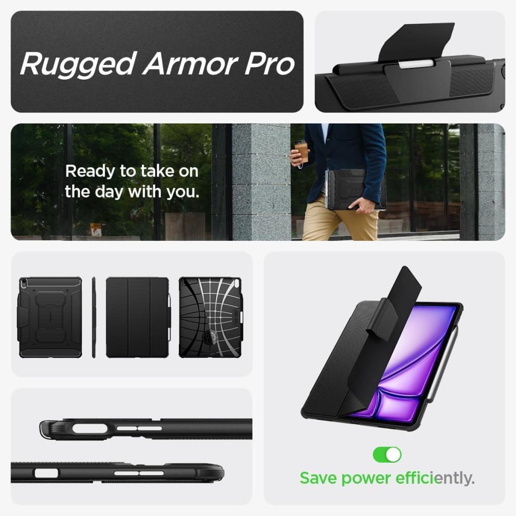 Spigen iPad Air 13'' M3 (2025) / M2 (2024) Kılıf Rugged Armor Pro Black - Teşhir