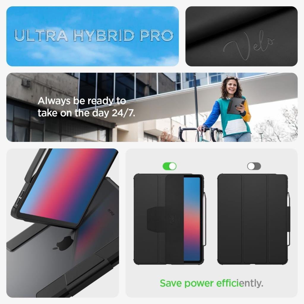 Spigen iPad Air 13'' M4 (2026)/M3 (2025)/M2 (2024) ile Uyumlu Kılıf Ultra Hybrid Pro Black - Teşhir