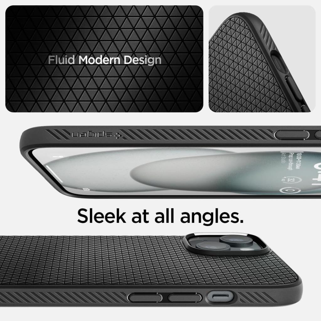 iPhone 15 Kılıf, Spigen Liquid Air Matte Black - OUTLET