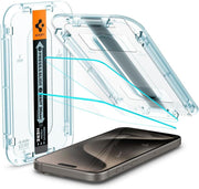 Spigen iPhone 15 Pro Max Cam Ekran Koruyucu Kolay Kurulum Glas.tR EZ Fit Slim HD (2 Adet) - AGL06872