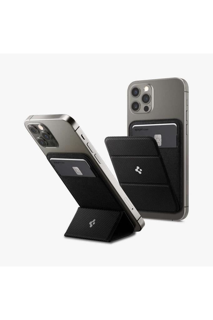 Spigen MagFit iPhone için MagSafe özellikli Kartlı Manyetik Cüzdan Smart Fold Wallet Black - AMP02746 Teşhir