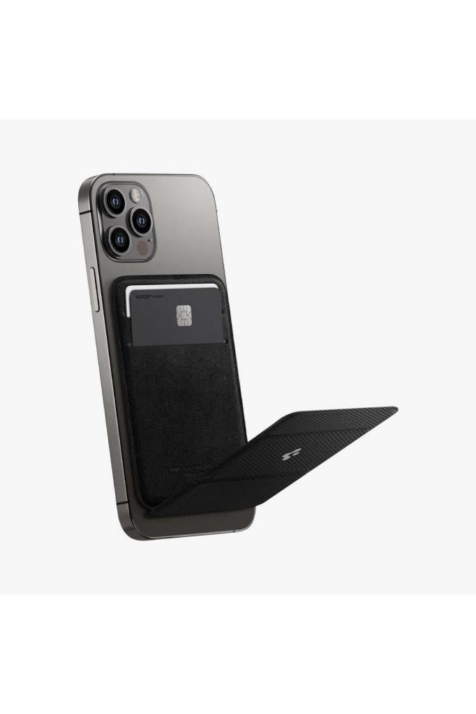 Spigen MagFit iPhone için MagSafe özellikli Kartlı Manyetik Cüzdan Smart Fold Wallet Black - AMP02746 Teşhir