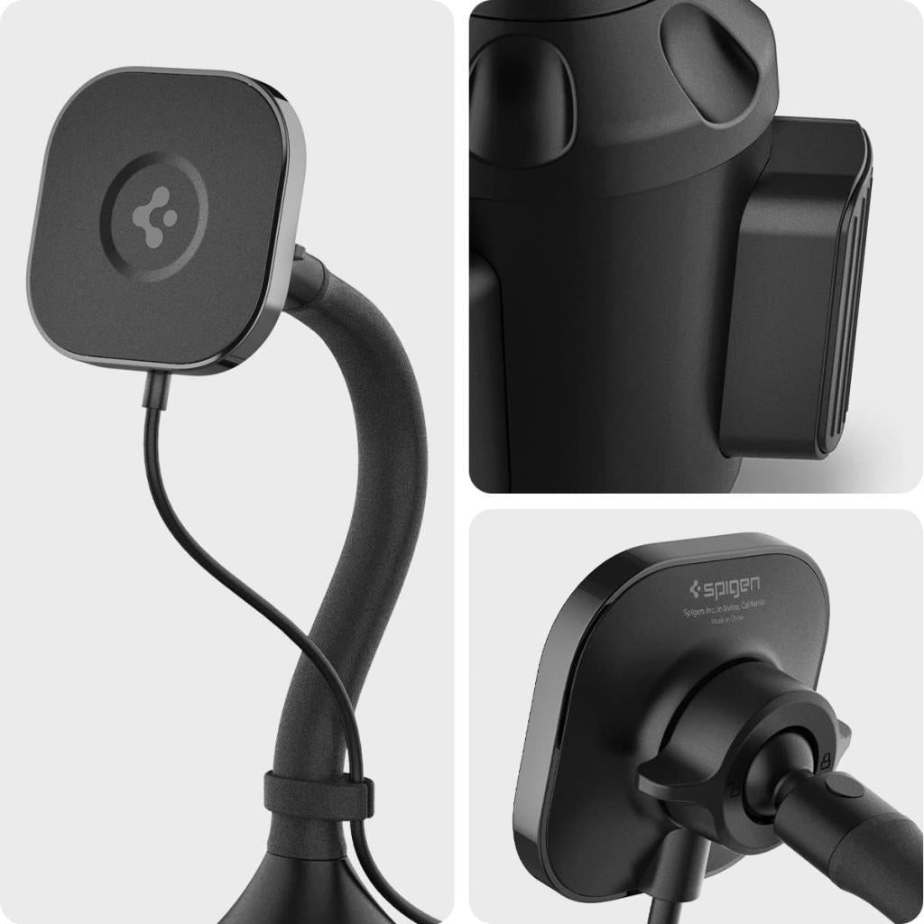 Spigen OneTap Pro ITS68W MagSafe Uyumlu Kablosuz Şarjlı Bardaklık Araç Telefon Tutucu iPhone 14 / 13 / 12 Serisi Siyah – ACP03810 - TEŞHİR