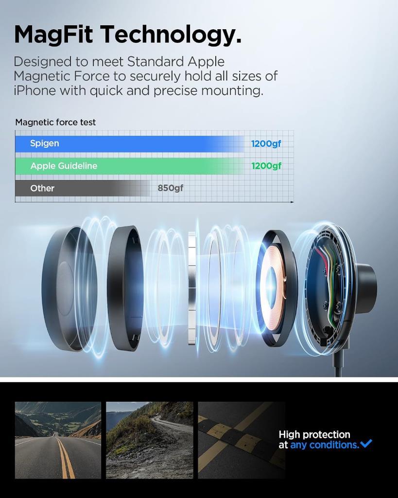 Spigen MagFit Dashboard ACP08544 MagSafe Manyetik Araç Telefon Tutucu - OUTLET