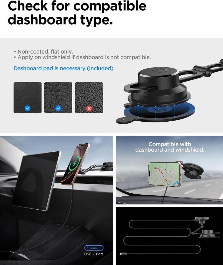 Spigen MagFit Dashboard ACP08544 MagSafe Manyetik Araç Telefon Tutucu - OUTLET
