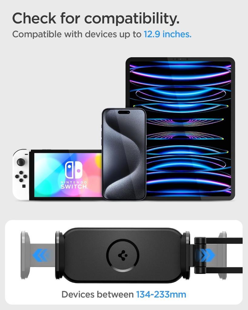 Spigen Araç Baş Desteği ile Uyumlu Telefon & Tablet Tutucu Kol Standı Kuel UTS45 Siyah - ACP05862 - OUTLET