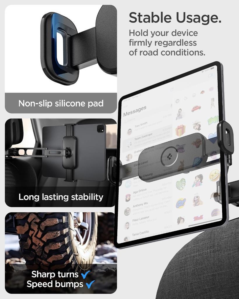 Spigen Araç Baş Desteği ile Uyumlu Telefon & Tablet Tutucu Kol Standı Kuel UTS45 Siyah - ACP05862 - OUTLET