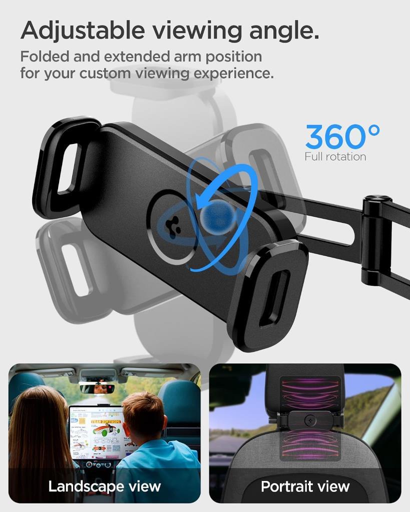 Spigen Araç Baş Desteği ile Uyumlu Telefon & Tablet Tutucu Kol Standı Kuel UTS45 Siyah - ACP05862 - OUTLET