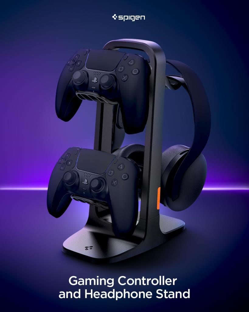 Spigen Oyun Kolu & Kulaklık Standı / Kablo Düzenleyici Gamer Masaüstü Contoller Organizer Black VG400 - AMP07412 - OUTLET
