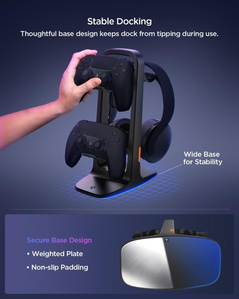 Spigen Oyun Kolu & Kulaklık Standı / Kablo Düzenleyici Gamer Masaüstü Contoller Organizer Black VG400 - AMP07412 - OUTLET
