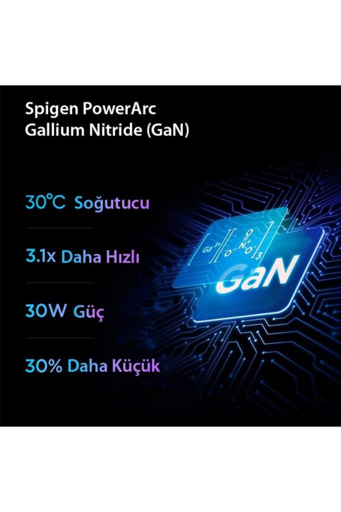 Spigen 30W GaN USB-C Adaptör Hızlı Şarj Aleti iPhone&Android&iPad&MacBook Type-C PE2008 White Outlet