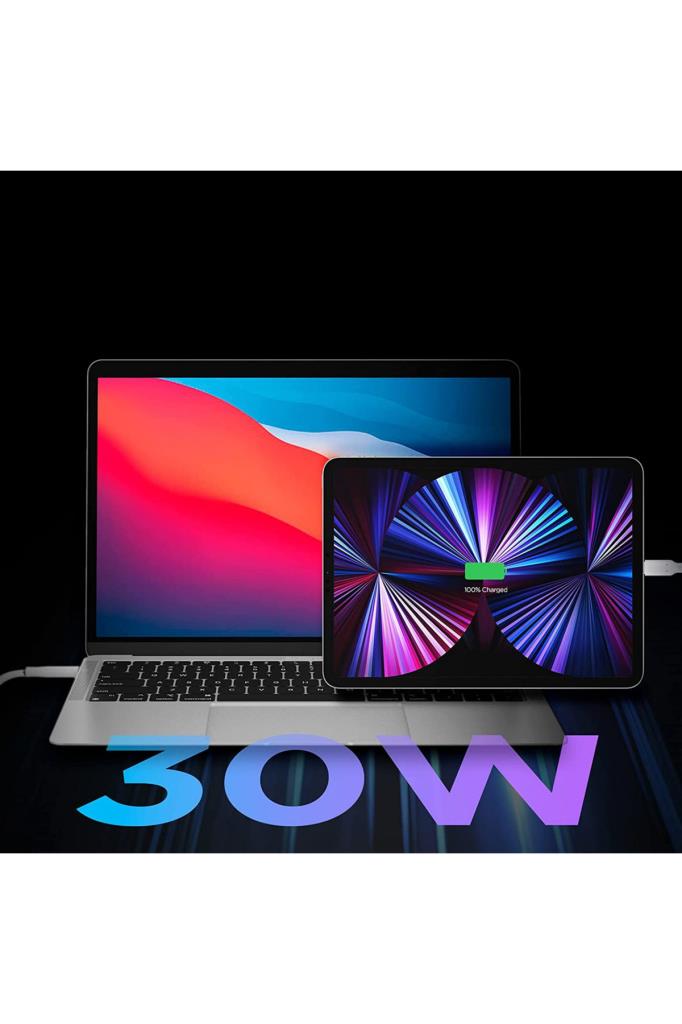 Spigen 30W GaN USB-C شاحن سريع لأجهزة iPhone و Android و iPad و MacBook Type-C PE2008 منفذ أبيض