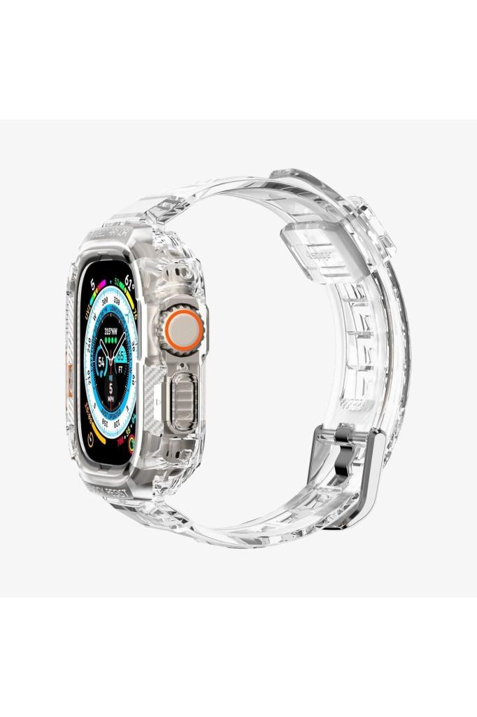 Spigen Apple Watch 49mm (Ultra 2/1) Kılıf & Kordon Kayış Rugged Armor Pro Crystal Clear Outlet