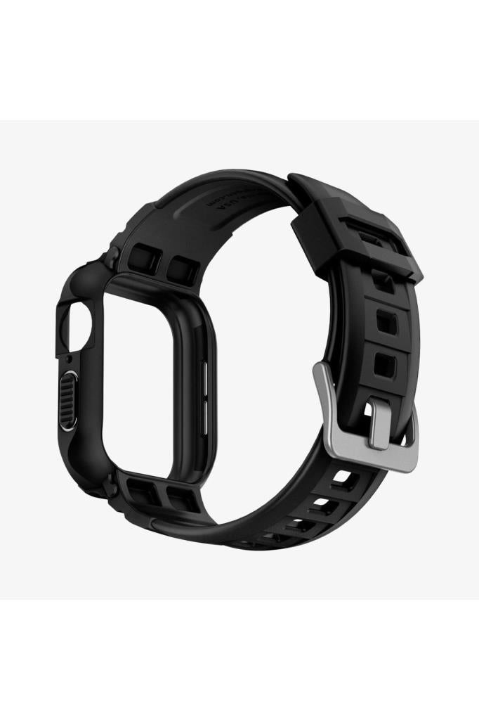 Spigen Apple Watch 45mm (Seri 9/8/7) Kılıf & Kordon Kayış Rugged Armor Pro Black Outlet