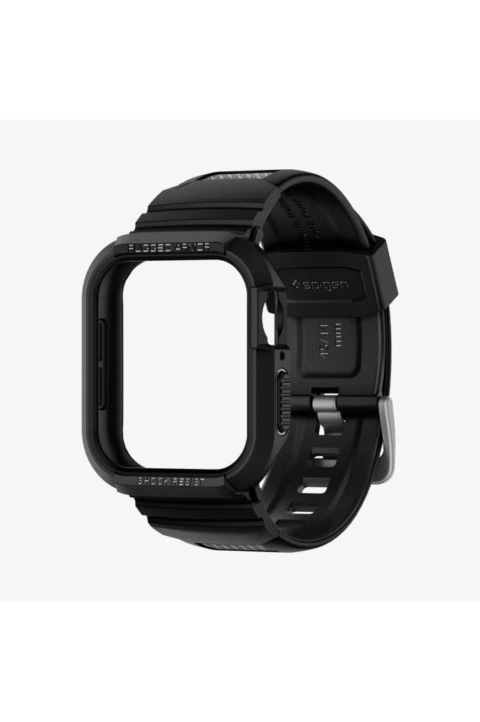 Spigen Apple Watch 45mm (Seri 9/8/7) Kılıf & Kordon Kayış Rugged Armor Pro Black Outlet