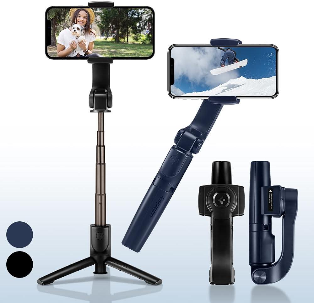 Spigen Gimbal Tripod Kablosuz Bluetooth Selfie Çubuğu + Taşıma Çantası S610W Siyah - AMP01862 - OUTLET
