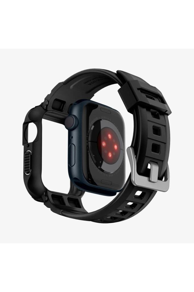Spigen Apple Watch 41mm (Seri 9/8/7) Kılıf & Kordon Kayış Rugged Armor Pro Black Outlet