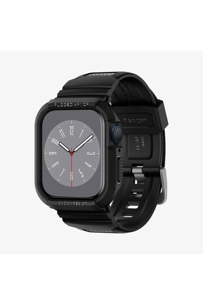 Spigen Apple Watch 41mm (Seri 9/8/7) Kılıf & Kordon Kayış Rugged Armor Pro Black Outlet