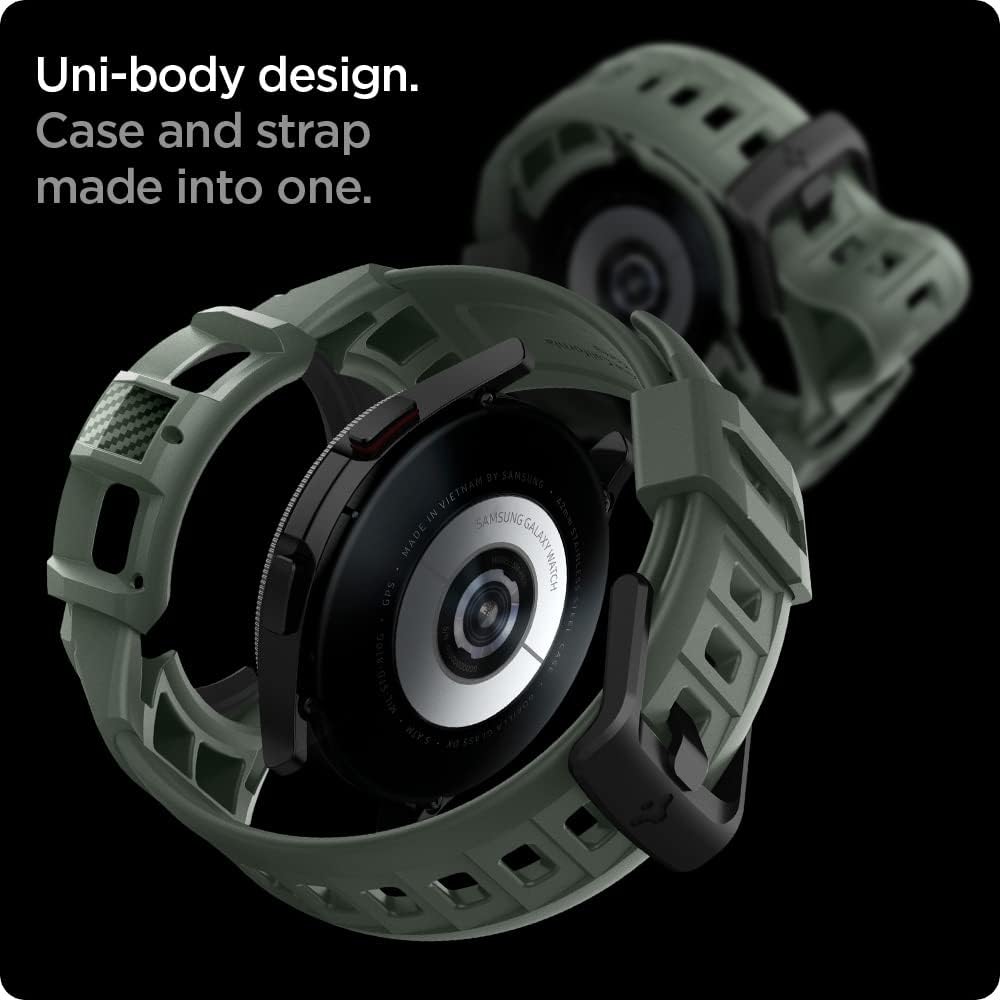 Spigen Galaxy Watch 4 Classic (46mm) Kılıf & Kordon Kayış Rugged Armor Pro Military Green - TEŞHİR