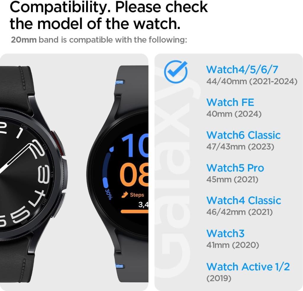 Spigen Galaxy Watch Serileri Uyumlu Kordon Band Modern Fit Black 600WB24980 - Outlet