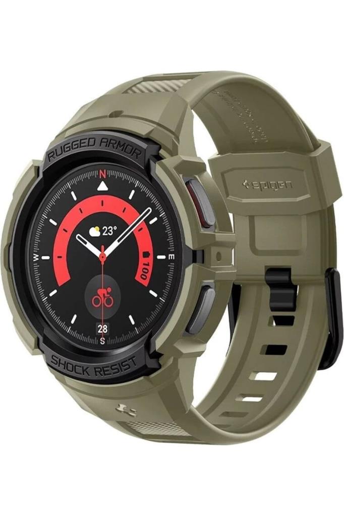 Spigen Galaxy Watch 5 Pro (45mm) Kılıf & Kordon Kayış Rugged Armor Pro Vintage Khaki Outlet