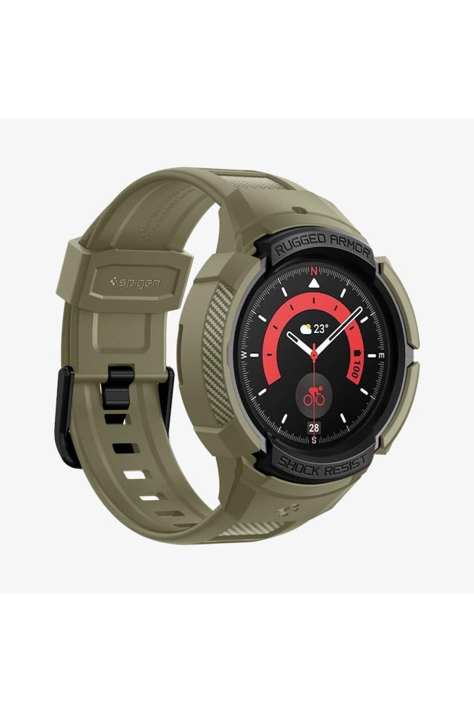 Spigen Galaxy Watch 5 Pro (45mm) Kılıf & Kordon Kayış Rugged Armor Pro Vintage Khaki Outlet