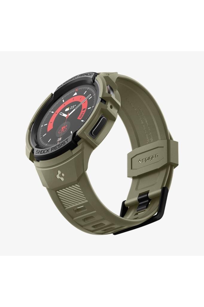 Spigen Galaxy Watch 5 Pro (45mm) Kılıf & Kordon Kayış Rugged Armor Pro Vintage Khaki Outlet