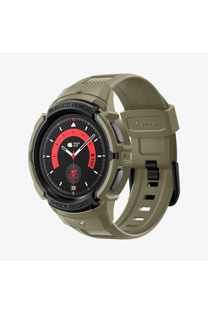 Spigen Galaxy Watch 5 Pro (45mm) Kılıf & Kordon Kayış Rugged Armor Pro Vintage Khaki Outlet