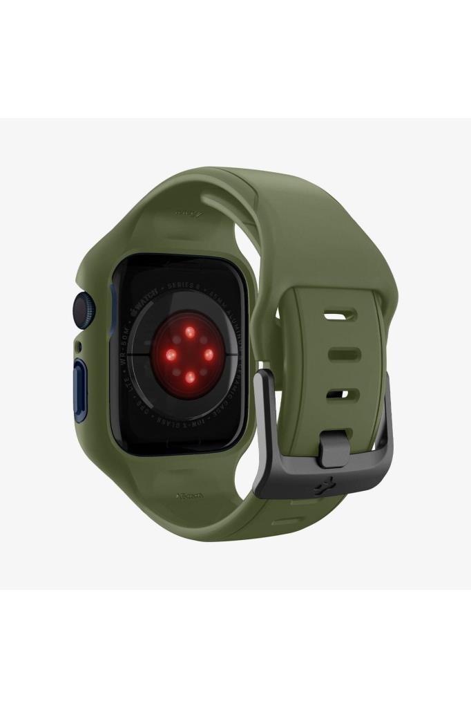 Spigen Apple Watch 45mm (Seri 9/8/7) Kılıf & Kordon Kayış Liquid Air Pro Moss Green Outlet