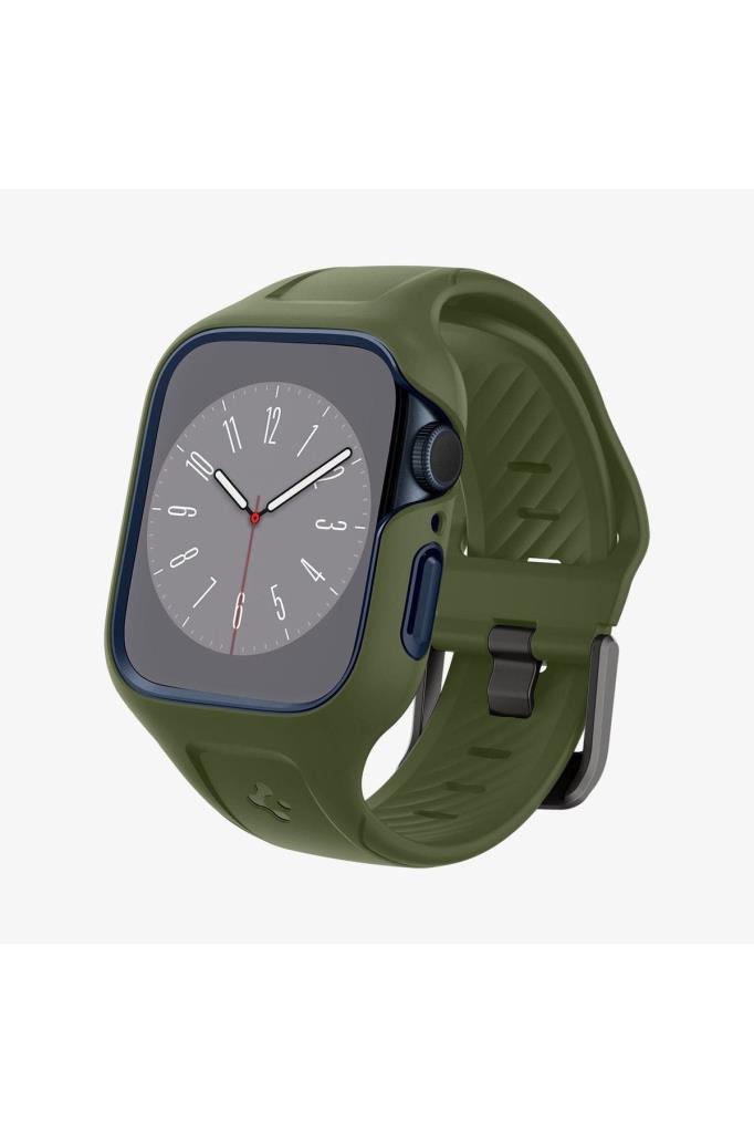 Spigen Apple Watch 45mm (Seri 9/8/7) Kılıf & Kordon Kayış Liquid Air Pro Moss Green Outlet