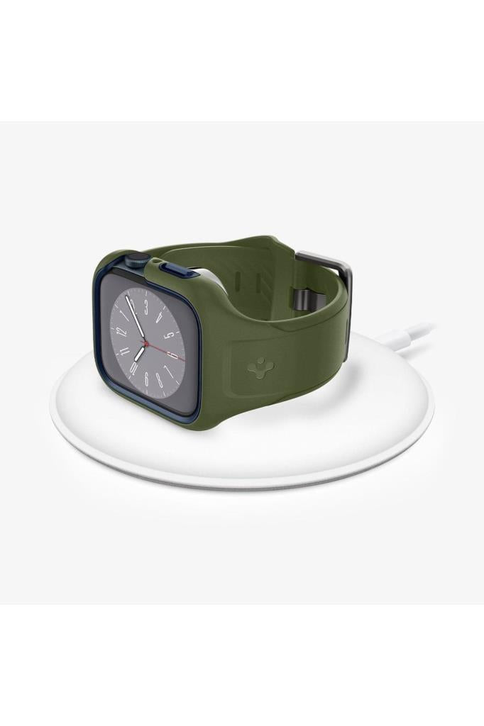 Spigen Apple Watch 45mm (Seri 9/8/7) Kılıf & Kordon Kayış Liquid Air Pro Moss Green Outlet
