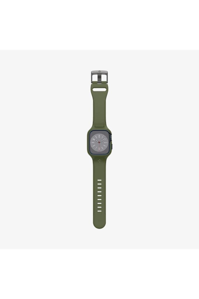 Spigen Apple Watch 45mm (Seri 9/8/7) Kılıf & Kordon Kayış Liquid Air Pro Moss Green Outlet