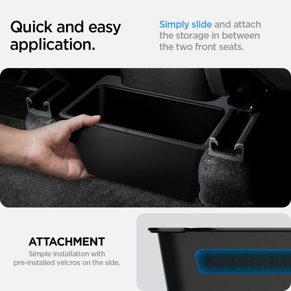 Spigen Tesla Model Y (2024-2023) & Model 3 (2023) Arka Koltuk Saklama Kutusu TO223 Black - OUTLET