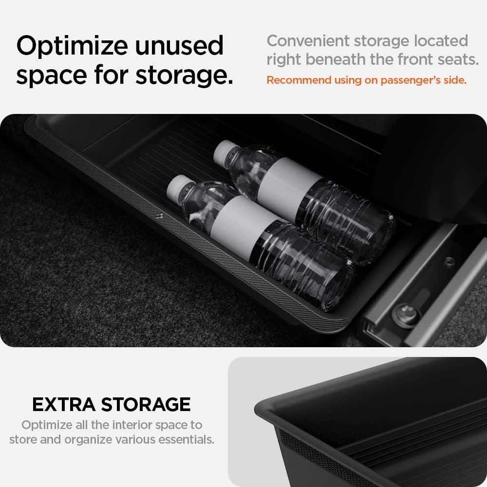 Spigen Tesla Model Y Juniper 2025+ / Model Y 2021-2025 Koltuk Altı Saklama Kutusu Organizer TO222 Siyah – ACP05757 - OUTLET