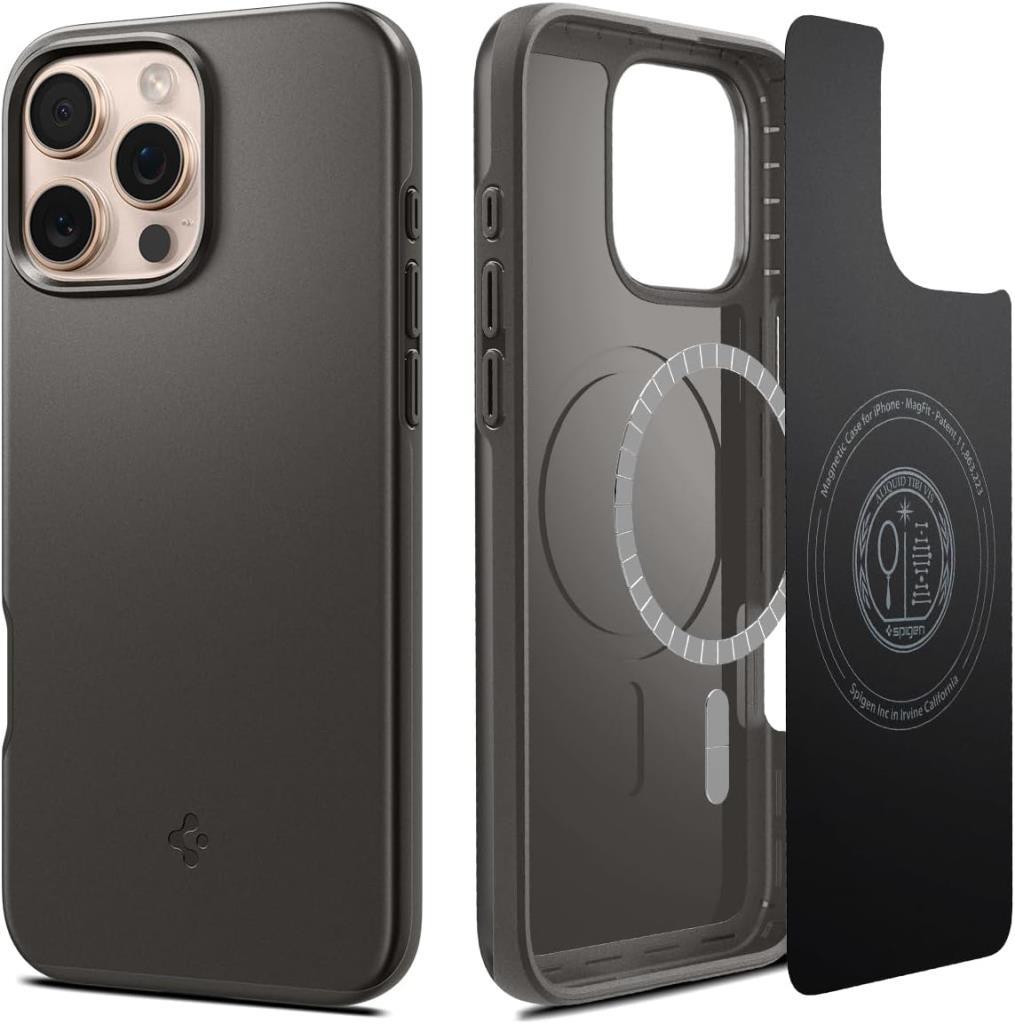 Spigen iPhone 16 Pro Max Kılıf Thin Fit MagFit MagSafe Uyumlu Gri (Metal Slate) - TEŞHİR