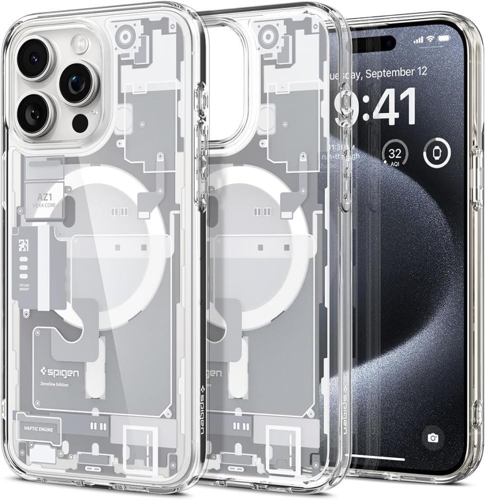 iPhone 15 Pro Max Kılıf, Spigen Ultra Hybrid Zero One Magfit (Magsafe Uyumlu) Natural Titanium - OUTLET