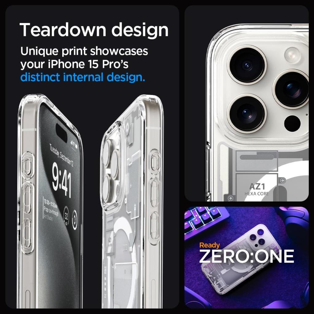 iPhone 15 Pro Max Kılıf, Spigen Ultra Hybrid Zero One Magfit (Magsafe Uyumlu) Natural Titanium - OUTLET