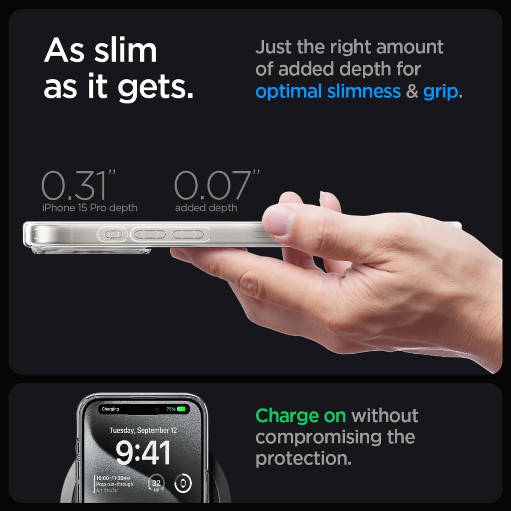 iPhone 15 Pro Max Kılıf, Spigen Ultra Hybrid Zero One Magfit (Magsafe Uyumlu) Natural Titanium - OUTLET
