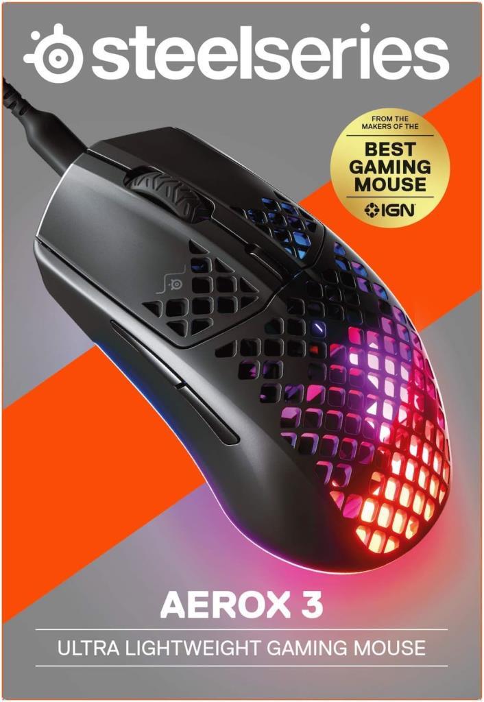 SteelSeries Aerox 3 Onyx RGB Optik Kablolu Oyuncu Mouse Teşhir
