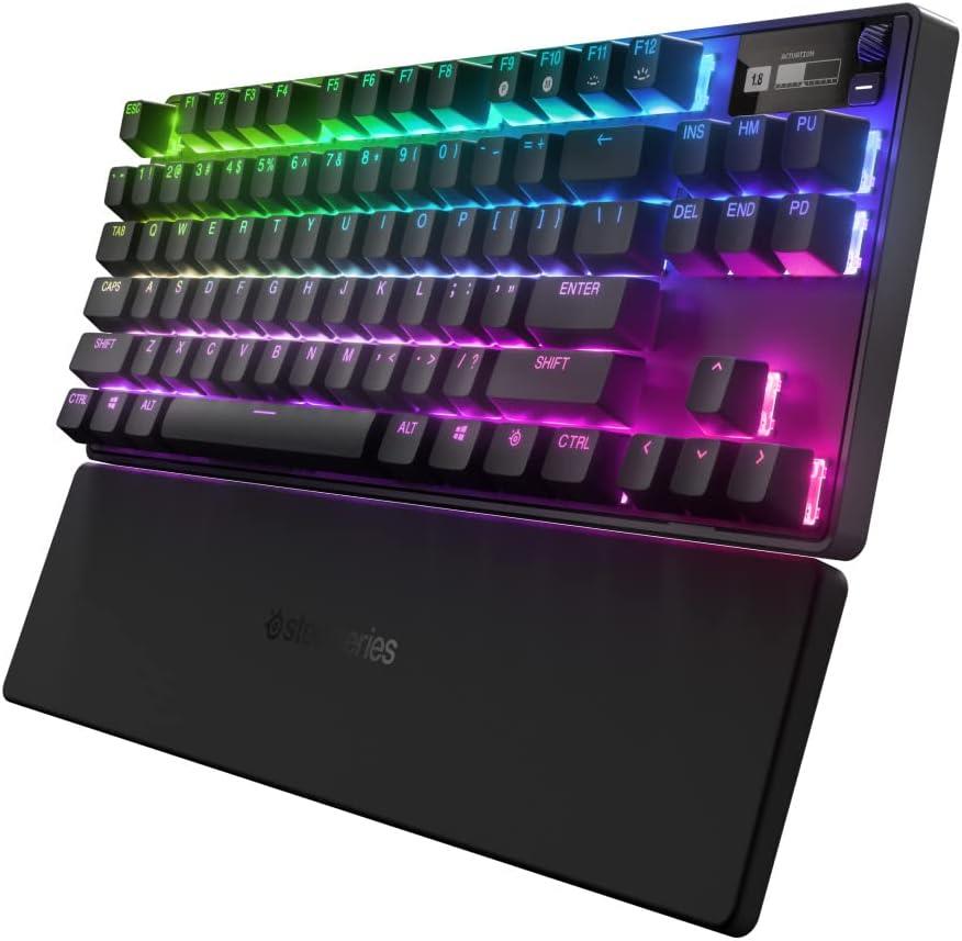 SteelSeries Apex Pro Mini Mekanik Gaming Klavye, Ayarlanabilir Aktivasyon Noktası, Kompakt %60 Form Faktörü, RGB/PBT Tuş Başlıkları, USB-C -İngilizce QWERTY Teşhir