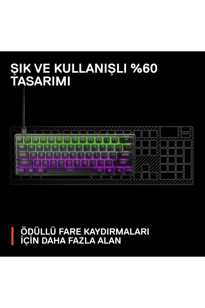 SteelSeries Apex Pro Mini RGB %60 TKL OmniPoint Switch Kablolu/Kablosuz Mekanik Oyuncu Klavyesi