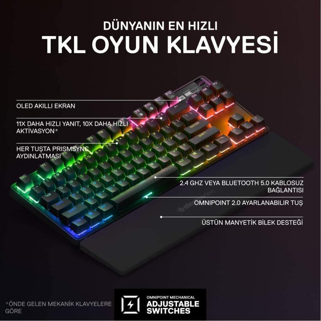 SteelSeries Apex Pro TKL RGB 2023 SSK64866 Wireless Mekanik Oyuncu Klavyesi - outlet