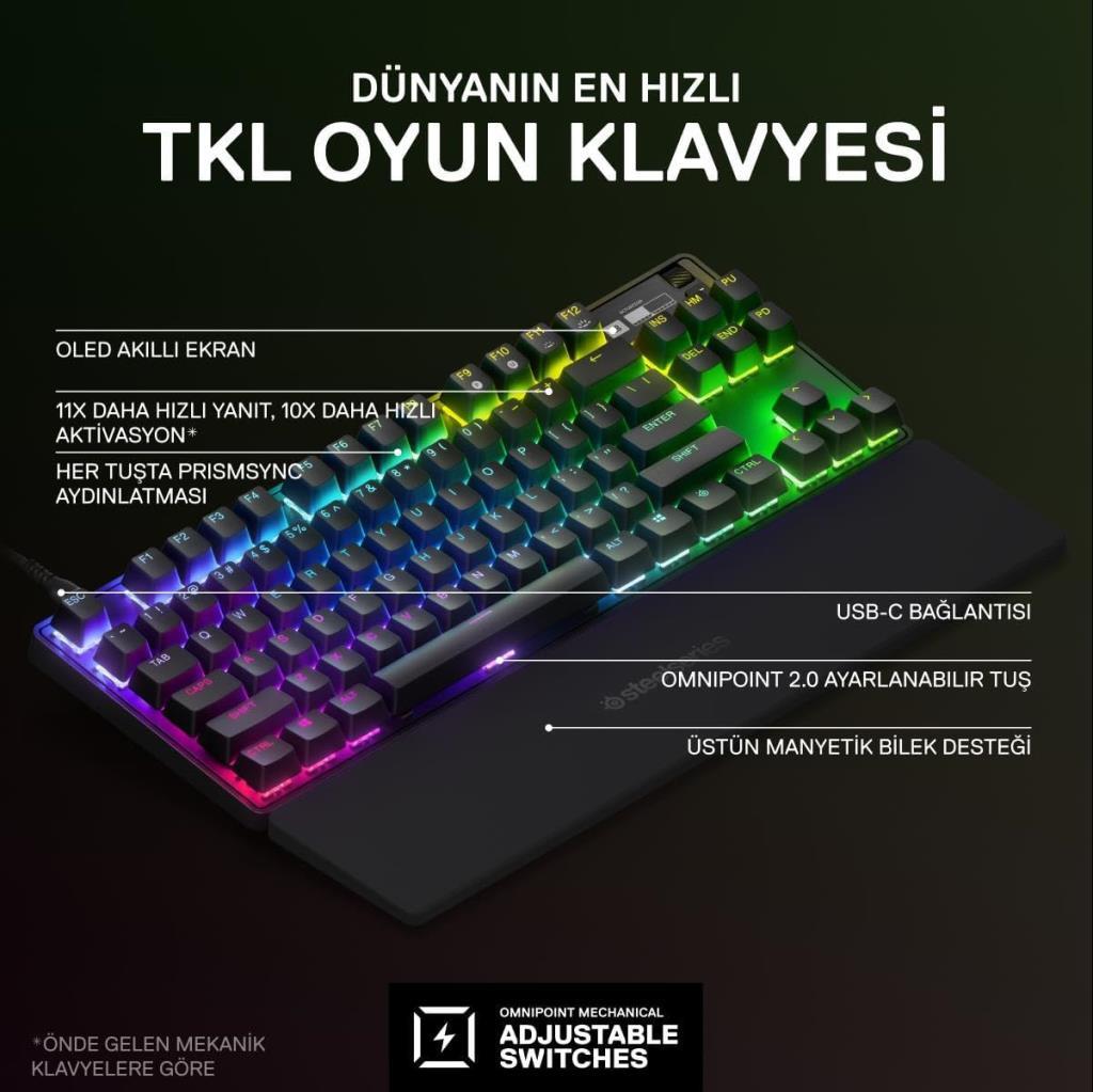 SteelSeries Apex Pro TKL RGB İngilizce Kablolu Mekanik Oyuncu Klavyesi - Outlet