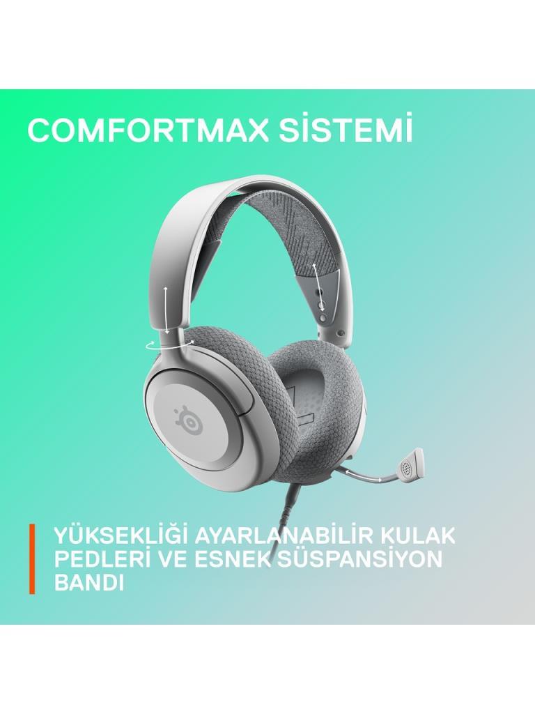 SteelSeries Arctis Nova 1 Beyaz Kablolu Mikrofonlu Kulak Üstü Oyuncu Kulaklığı - Outlet