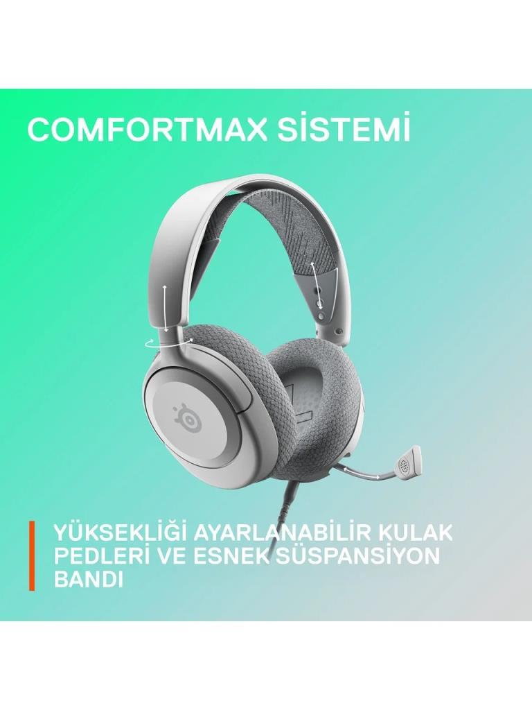 SteelSeries Arctis Nova 1 Beyaz Kablolu Mikrofonlu Kulak Üstü Oyuncu Kulaklığı