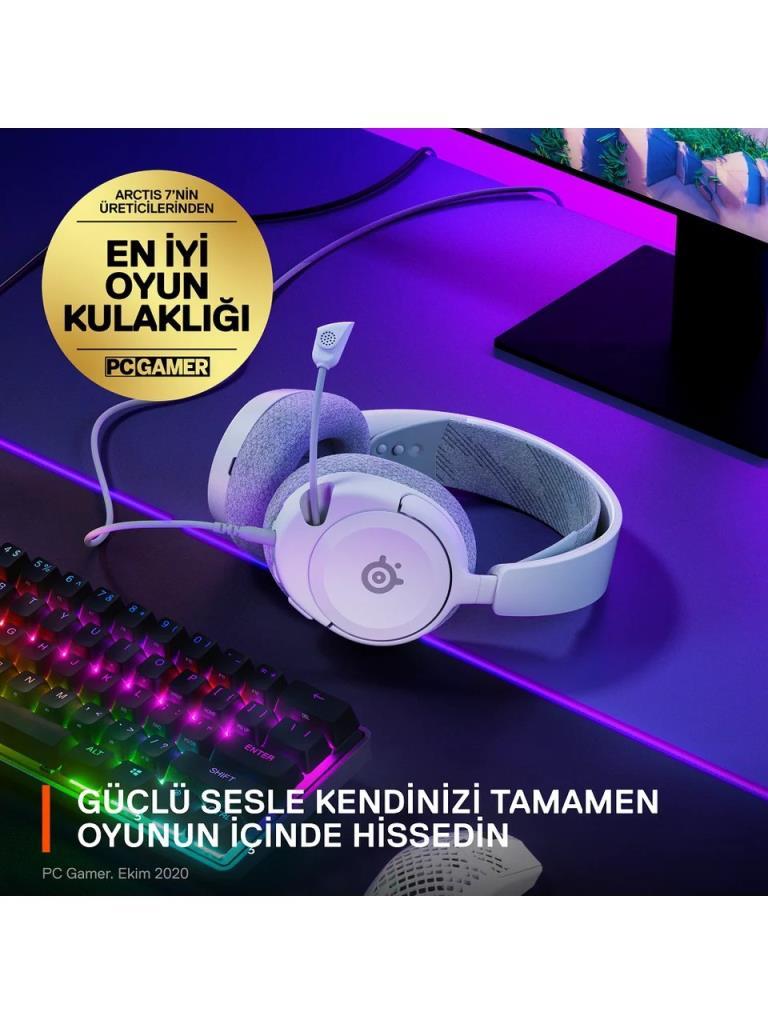 SteelSeries Arctis Nova 1 Beyaz Kablolu Mikrofonlu Kulak Üstü Oyuncu Kulaklığı